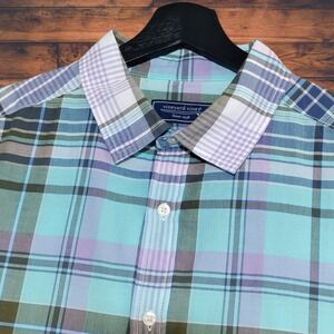 New Vineyard Vines Madras Plaid Shirt Mens Large Cotton Lightweight Short Sleeve